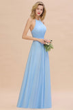 Gorgeous Halter Backless Beach Bridesmaid Evening Dress Chiffon Garden Wedding Party Dress
