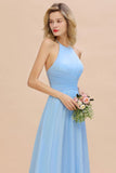 Gorgeous Halter Backless Beach Bridesmaid Evening Dress Chiffon Garden Wedding Party Dress
