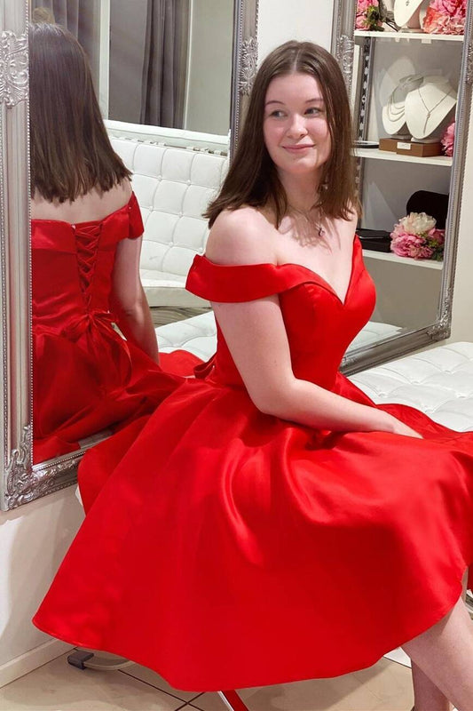 Red Homecoming Dress 2021, Short Prom Dress Off The Shoulder Straps ,Formal Dress,Dance Dresses, Back To School Party Gown, KB0855
