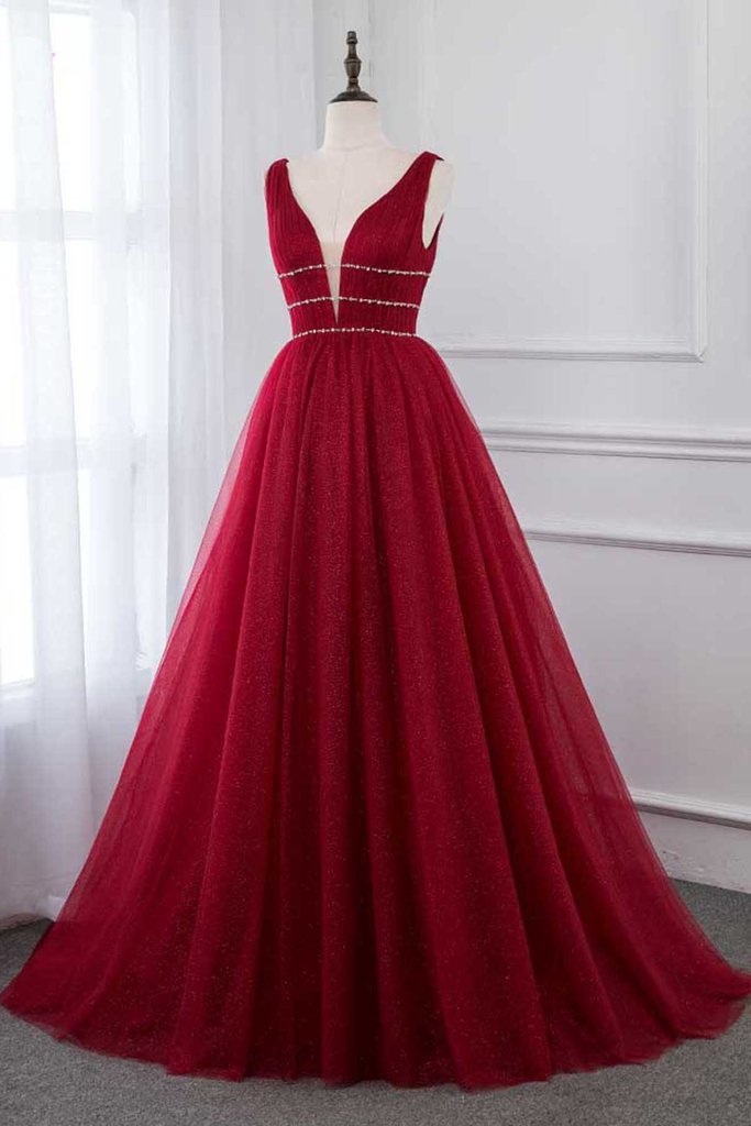 Burgunderrotes Ballkleid, Formales Kleid, Abendkleid, Festzugstanzkleid, Schulpartykleid, KB0728 