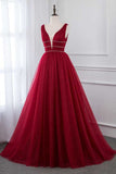 Burgunderrotes Ballkleid, Formales Kleid, Abendkleid, Festzugstanzkleid, Schulpartykleid, KB0728 