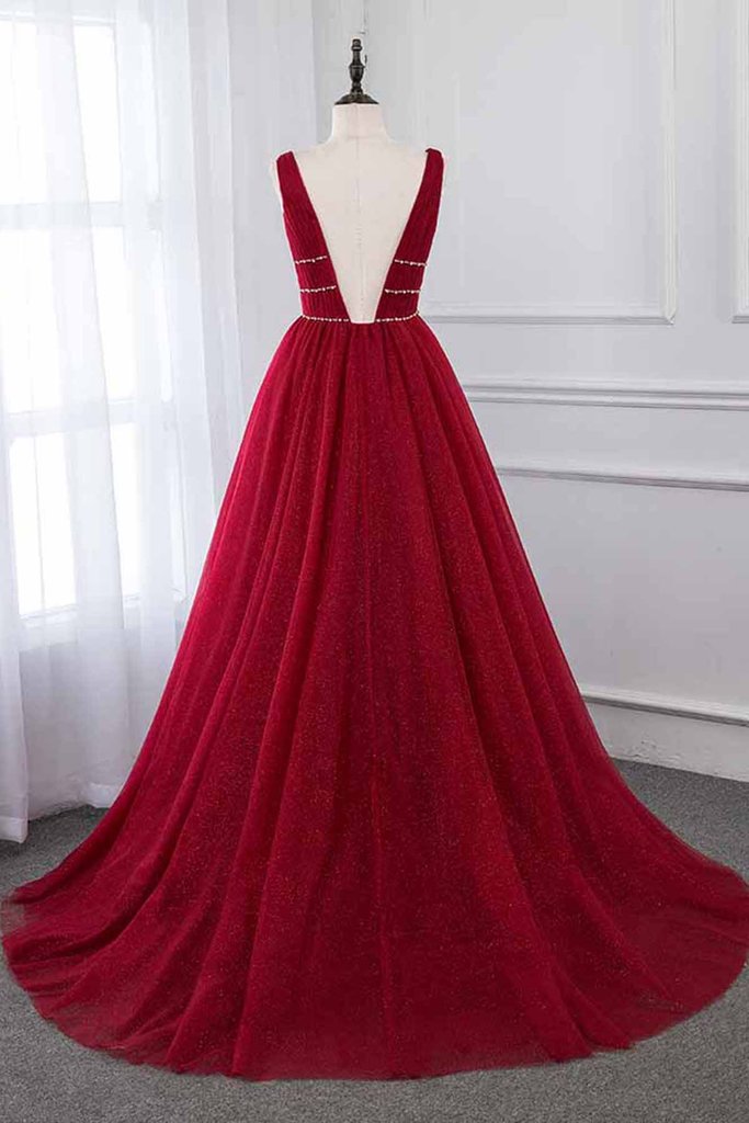 Burgunderrotes Ballkleid, Formales Kleid, Abendkleid, Festzugstanzkleid, Schulpartykleid, KB0728 