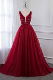 Burgunderrotes Ballkleid, Formales Kleid, Abendkleid, Festzugstanzkleid, Schulpartykleid, KB0728 