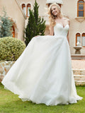 Sweetheart Lace Ruched Sweep Train Wedding Dress Ivory Bridal Gowns Dresses