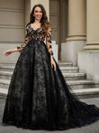 V-Neck Flower Appliqued Ball Gown As Picture Bridal Gowns Wedding Dresses
