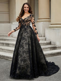 V-Neck Flower Appliqued Ball Gown As Picture Bridal Gowns Wedding Dresses