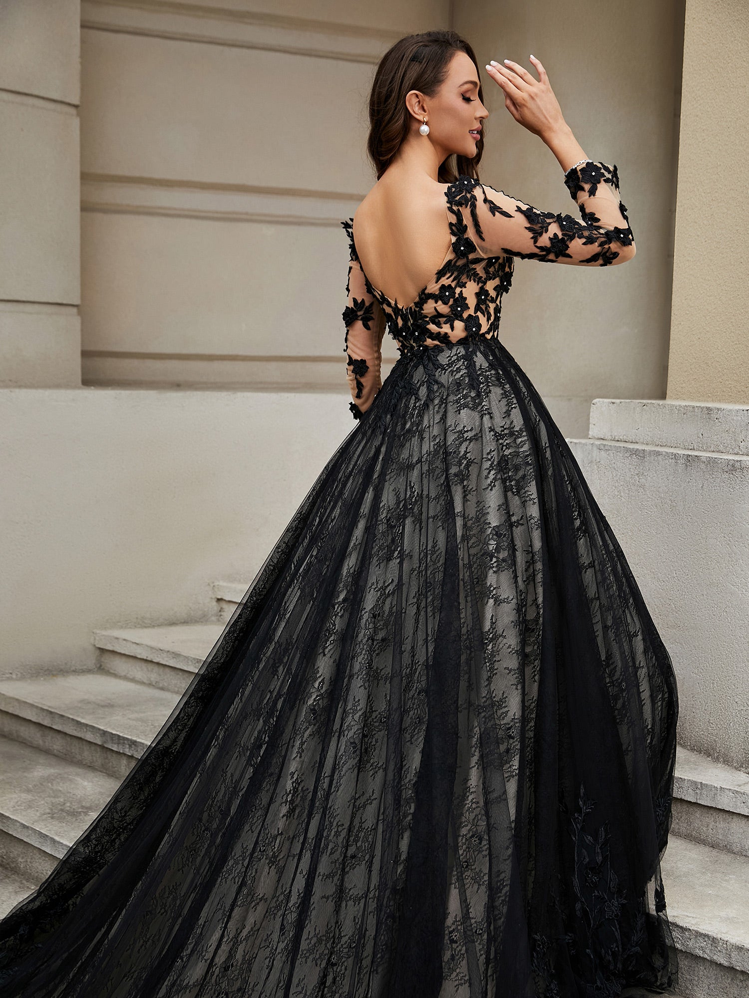 V-Neck Flower Appliqued Ball Gown As Picture Bridal Gowns Wedding Dresses
