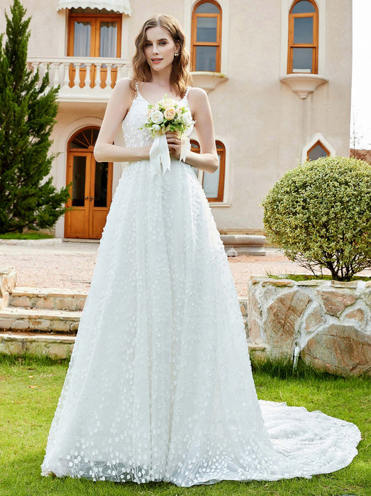 Spitzenmieder Rückenfreies Kapellenschleppe Brautkleid Elfenbein Brautkleider Kleider