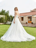 Sweetheart Lace Up Tulle A-line Wedding Dress Ivory Bridal Gowns Dresses