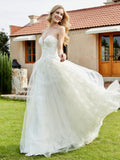 Sweetheart Lace Up Tulle A-line Wedding Dress Ivory Bridal Gowns Dresses