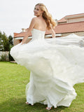 Sweetheart Lace Up Tulle A-line Wedding Dress Ivory Bridal Gowns Dresses