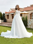 One Shoulder Lace Bodice Chapel Train Bridal Dress Ivory Bridal Gowns Wedding Dresses