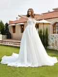 One Shoulder Lace Bodice Chapel Train Bridal Dress Ivory Bridal Gowns Wedding Dresses