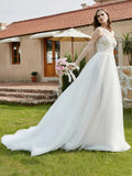 One Shoulder Lace Bodice Chapel Train Bridal Dress Ivory Bridal Gowns Wedding Dresses