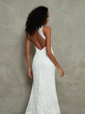 Illusion Neck Mermaid Lace Brautkleider mit Schlitz-Elfenbein Brautkleider Kleider