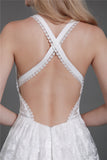 Brautkleid aus Spitze mit Schlitz und tiefem Rückenausschnitt – Elfenbeinfarben