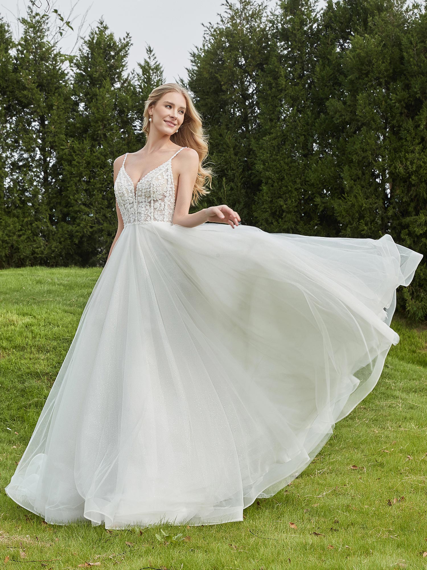 Spaghetti Straps Ruched Backless A-Line Bridal Dress Ivory Bridal Gowns Wedding Dresses