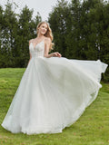 Spaghetti Straps Ruched Backless A-Line Bridal Dress Ivory Bridal Gowns Wedding Dresses