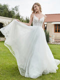 Spaghetti Straps Ruched Backless A-Line Bridal Dress Ivory Bridal Gowns Wedding Dresses