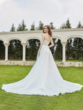 Tulle And Lace Sleeveless Wedding Dress With Slit Ivory Bridal Gowns Dresses