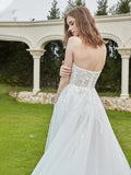 Tulle And Lace Sleeveless Wedding Dress With Slit Ivory Bridal Gowns Dresses