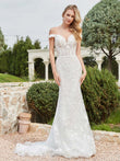 Off-the-shoulder Appliqued Sheath Lace Bridal Gown Ivory Bridal Gowns Wedding Dresses