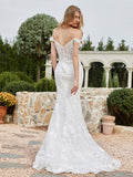 Off-the-shoulder Appliqued Sheath Lace Bridal Gown Ivory Bridal Gowns Wedding Dresses