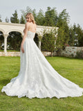 Sweetheart Neckline Lace Appliqued A-Line Wedding Dress Ivory Bridal Gowns Dresses