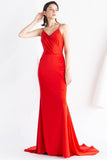Meerjungfrau-Abendkleid in Rot mit Wasserfallausschnitt am Rücken, formelle Ballkleider, bodenlang 