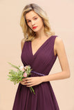Modern V-Neck Hi-Lo Party Dress Elegant Beads Chiffon Bridesmaid Dress Prom Evening Gowns