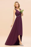 Modern V-Neck Hi-Lo Party Dress Elegant Beads Chiffon Bridesmaid Dress Prom Evening Gowns