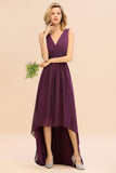 Modern V-Neck Hi-Lo Party Dress Elegant Beads Chiffon Bridesmaid Dress Prom Evening Gowns