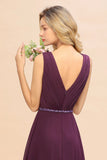 Modern V-Neck Hi-Lo Party Dress Elegant Beads Chiffon Bridesmaid Dress Prom Evening Gowns
