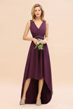 Modern V-Neck Hi-Lo Party Dress Elegant Beads Chiffon Bridesmaid Dress Prom Evening Gowns