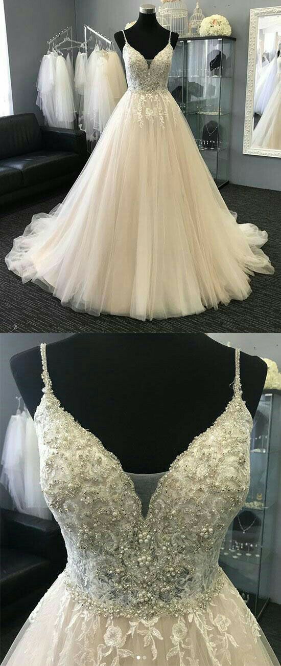 Online Wedding Dress Spaghetti Straps, Bridal Gown ,Dresses For Brides