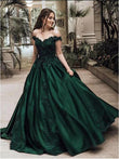Green Prom Dress Off The Shoulder Straps, Formal Dress, Evening Dress, Pageant Dance Dresses, School Party Gown, KB0719