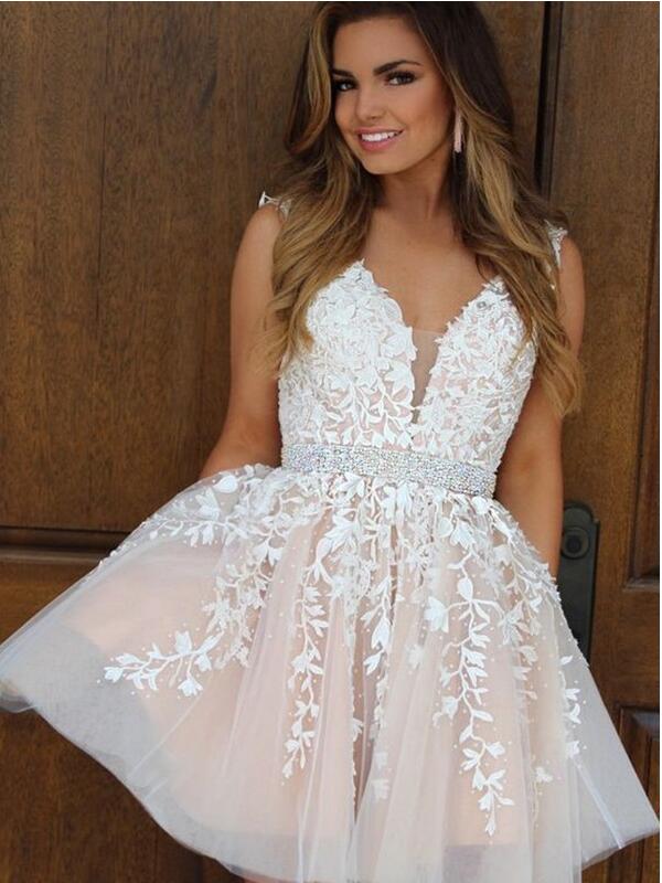 Homecoming Dress with Lace, Short Prom Dress ,Winter Formal Dress, Pageant Dance Dresses, Back To School Party Gown, KB0671