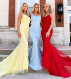 Light Blue Lace Prom Dress Open Back, Prom Dresses, Evening Dress, Dance Dress, Graduation School Party Gown, KB0414
