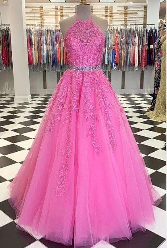 Rosa Ballkleid im neuen Stil mit Neckholder 