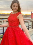 Red Lace Prom Dresses Long, Evening Dress, Formal Dress, Graduation School Party Gown, PC0489 - Promcoming