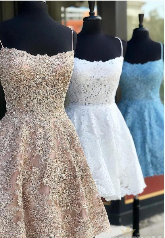 Spitzenkleid für Zuhause, Kurzes Abschlussballkleid, Formales Kleid, Festzugstanzkleider, Back to School Partykleid, KB0838 