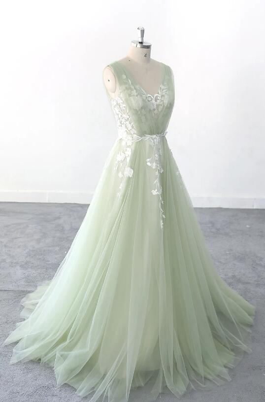 Vestido de fiesta largo verde claro, vestidos de novia de colores, vestidos de fiesta de quinceañera 