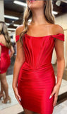 Schulterfreies rotes Homecoming-Kleid KB1140 