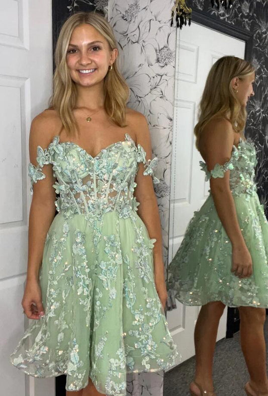 Off the Shoulder Homecoming Dresses KB1154
