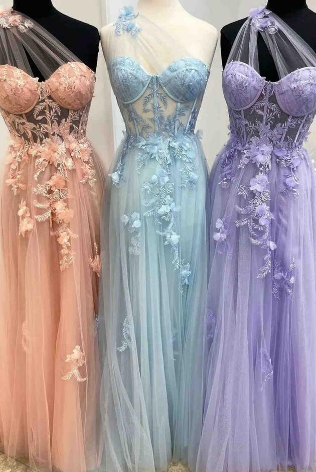 Langes Ballkleid mit einer Schulter KB1250