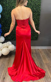 Red Appliques Sweetheart Mermaid Long Prom Dress  KB1297