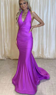 Open Back Halter Neck Mermaid Long Prom Dress  KB1298