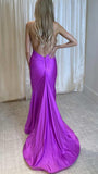 Open Back Halter Neck Mermaid Long Prom Dress  KB1298