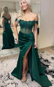 Off Shoulder Mermaid Long Prom Dress with High Slit KB1299