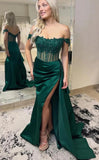 Off Shoulder Mermaid Long Prom Dress with High Slit KB1299